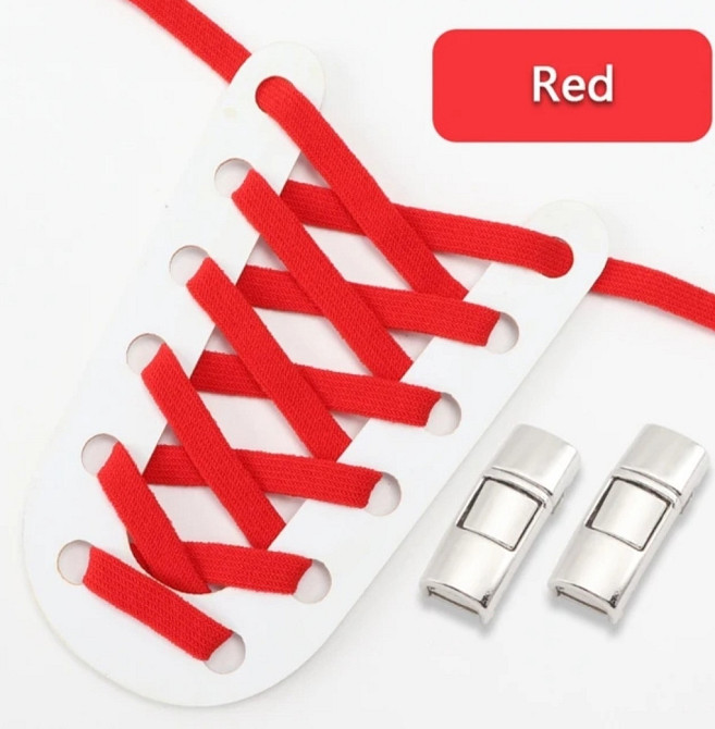 Еластичні шнурки без зав'язок з металевими застібками Червоний Смела - изображение 1