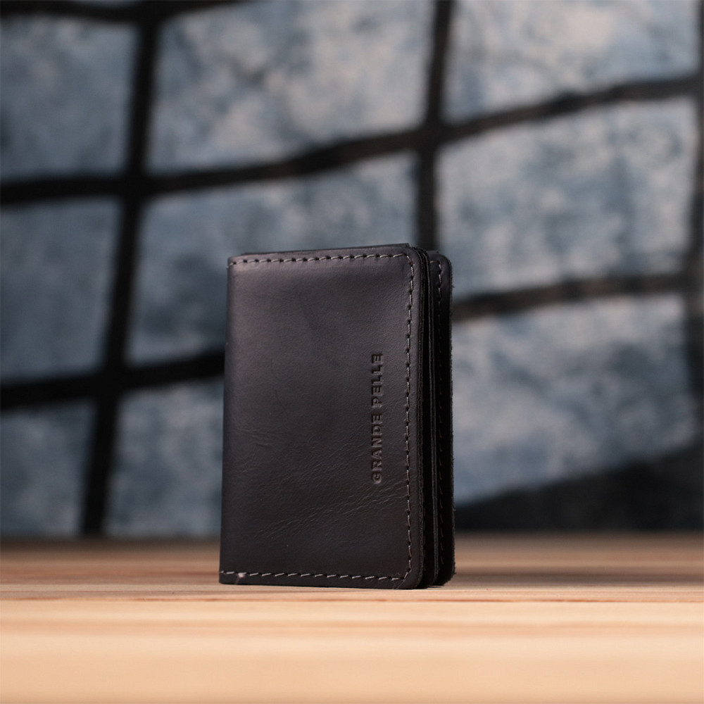 Превосходная обложка на автодокументы в винтажной коже GRANDE PELLE 22872 Черный Киев - изображение 9