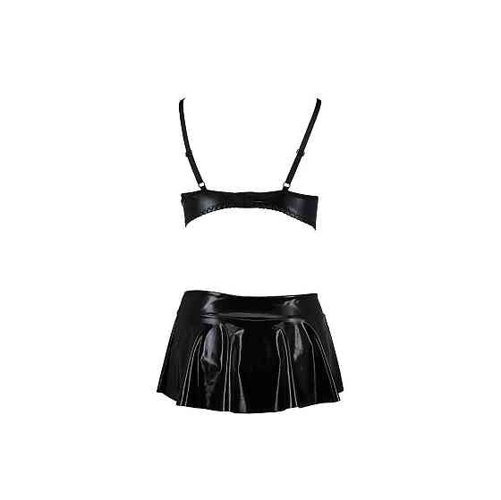 Комплект білизни під латекс Passion DEBY SET L/XL, black, ліф, міні-спідничка, стрінги Sex Aura Київ