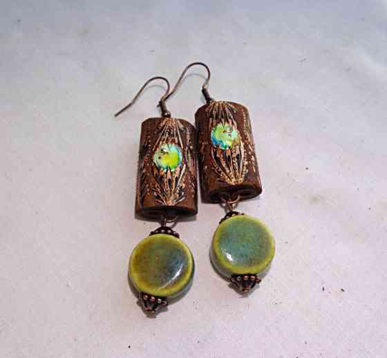 Серьги ручной работы из дерева корицы 