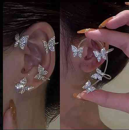 Каффы для ушей с бабочками и кристаллами, 2 шт Киев