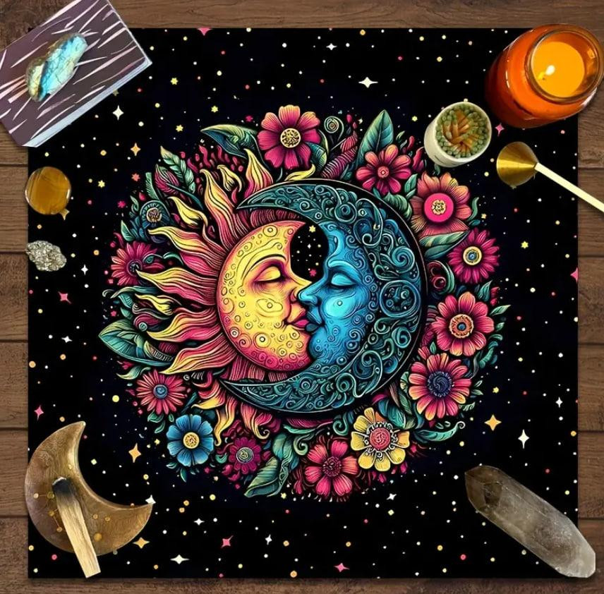 Алтарная скатерть для карт Таро и Рун. Скатерть для гадания 75*75 см. 