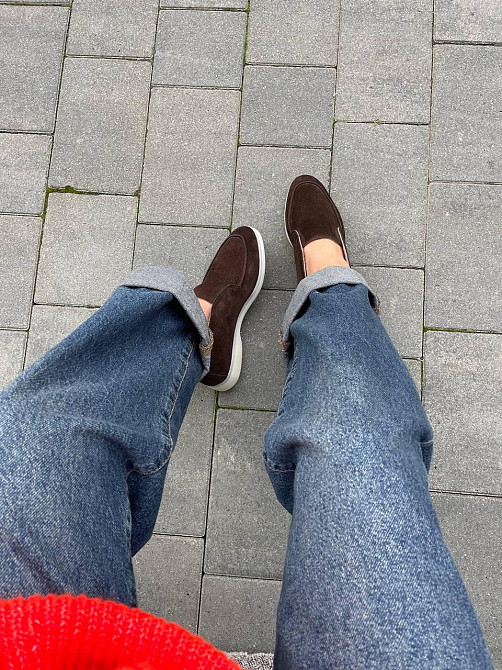 KATI SHOES Коричневі лофери жіночі з натуральної замші весняні на низькому ходу р. 36-40 (6065) Коломия - фото 3