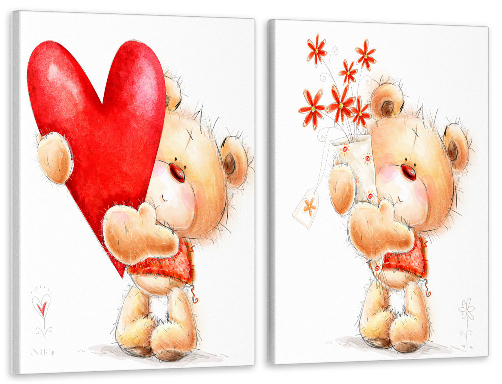 Модульная картина в гостиную / спальню  Ведмедики кохання  TLV-2_031 70x102 см Киев - изображение 1
