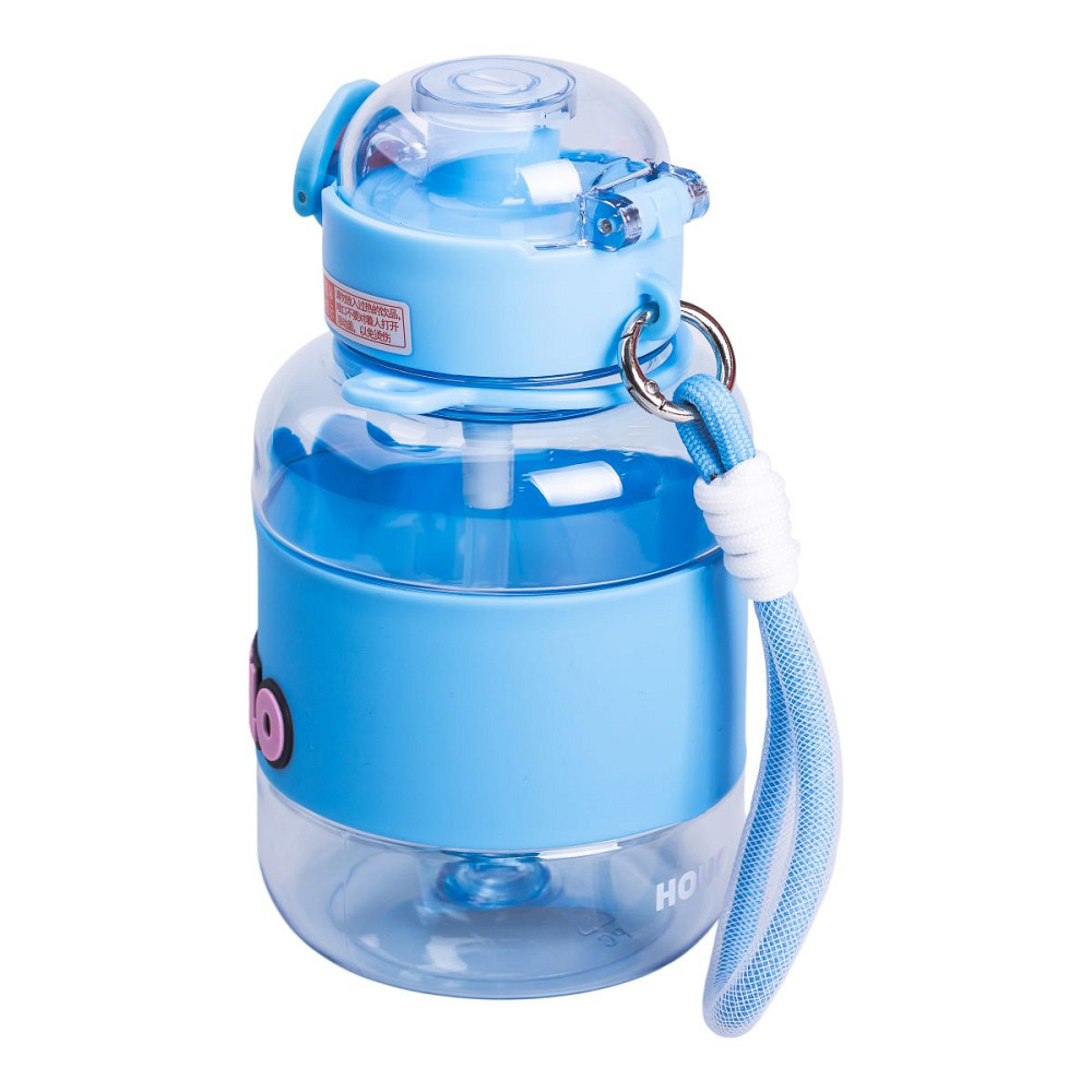 Yiwu Пляшка для води дитяча з трубочкою 680 мл з ручкою та ремінцем Синя HP-14-46BL Киев - изображение 4