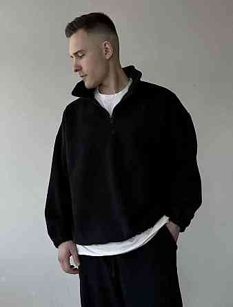 Стильний чоловічий теплий костюм двосторонній щільний фліс Чорний, M Одеса