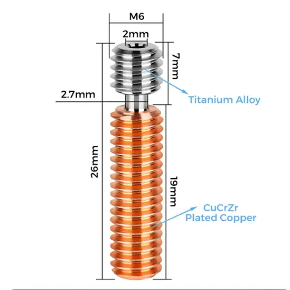 Горло (термобар'єр) TWO TREES E3D V5 високотемпературне біметалеве для 3д принтерів Київ - фото 1