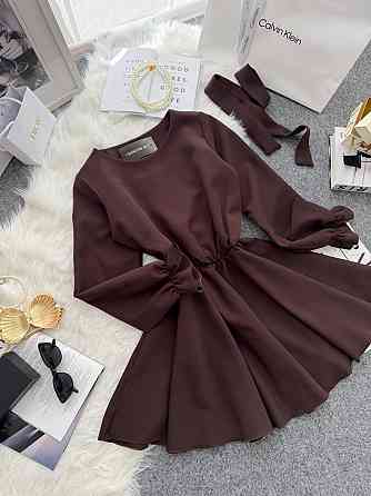 Жіноча романтична мінісукня з поясом креп костюмка Шоколад, 46/48 Одеса