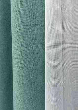 Комплект штор VR-Textil 100% блекаут ASHEN NIGHT 150х270 2шт і Тюль 600х270 1849ш-1153т бірюзовий з білим 71-090/5 Київ