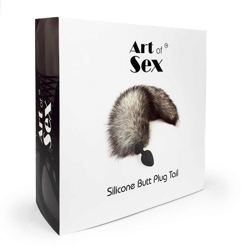 Силіконова анальна пробка з хвостом із натурального хутра Art of Sex size M Artctic fox Sex Aura Київ - фото 6