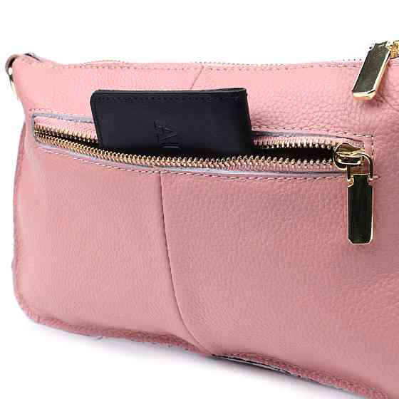 Красивая женская сумка-клатч с двумя ремнями из натуральной кожи Vintage 22644 Розовая Киев