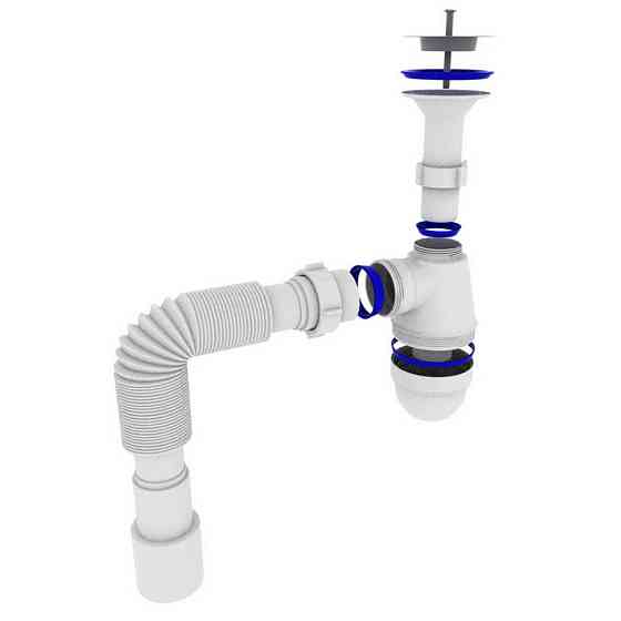 Сифон OPTIMUM 11/4″*40 для умивальника з литим випуском та гофротрубою 40*40/50 OPTI 12043 Тернополь