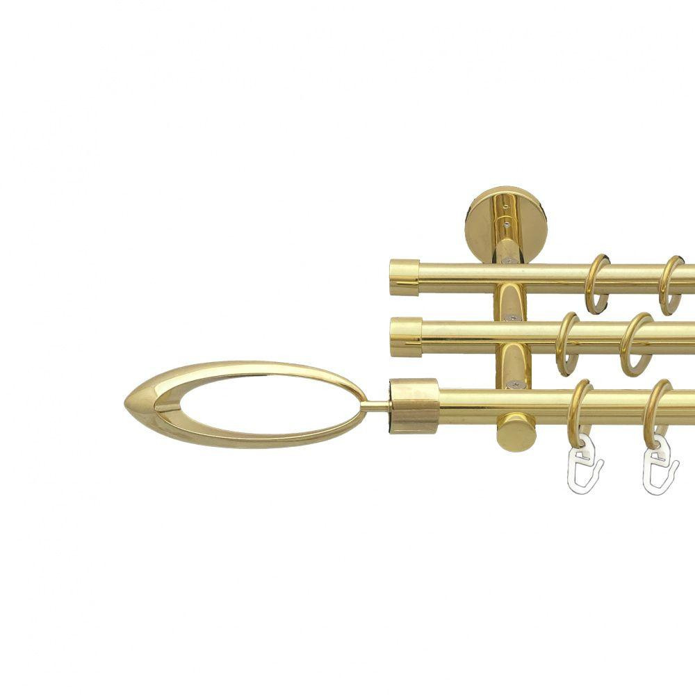 Карниз Orvit Венеція металевий трирядний циліндр (20 см) гладка труба кільце металеве Золото 16\16\16 мм 240 Львов - изображение 1