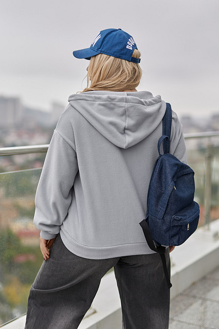 Тепла кофта худі оверсайз жіноча "Glen" | Батал Сірий, 54-56 Київ - фото 4