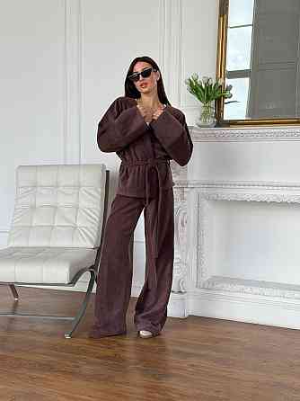 Жіночий костюм із двостороннього турецького флісу Шоколадний 48/52 Харків