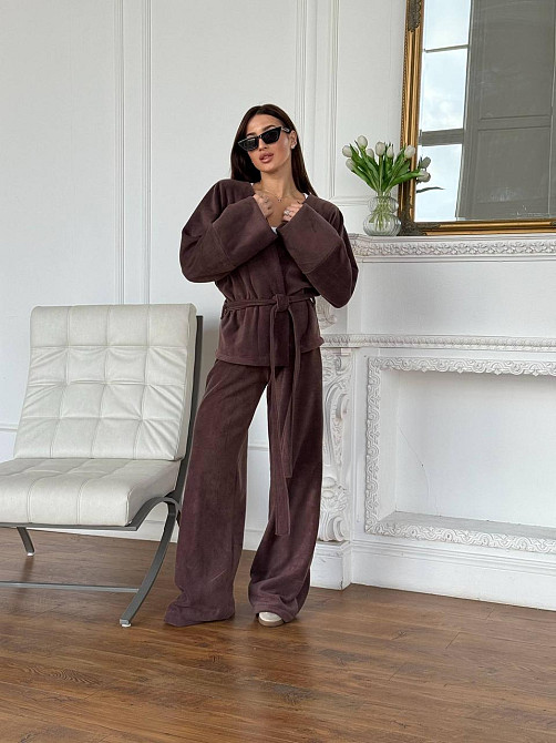 Жіночий костюм із двостороннього турецького флісу Шоколадний 48/52 Харків - фото 1