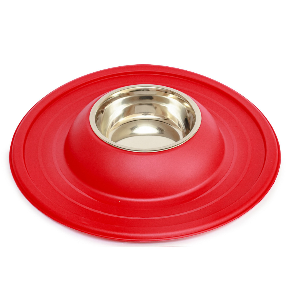 Миска металлическая для собак и кошек Volcano с мягким ковриком, миска антигрязь, 39 см Киев - изображение 1