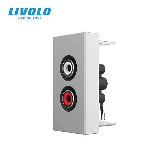 Аудіо розетка RCA (тюльпан) LIVOLO, сіра, модуль 0.5 поста, для колонок / підсилювача (VL-FCAU-1IP) Коломыя