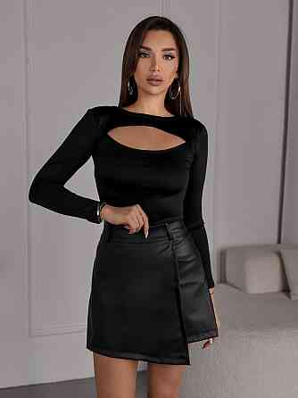 Жіночий стильний базовий теплий лонгслів із мікродайвінгу. Чорний, 46/48 Одеса