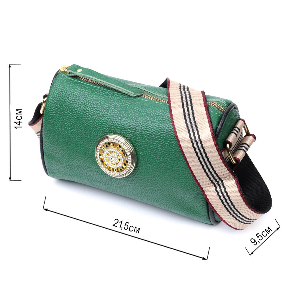 Женская сумка с оригинальным украшением из натуральной кожи Vintage 22261 Зеленая Киев - изображение 3