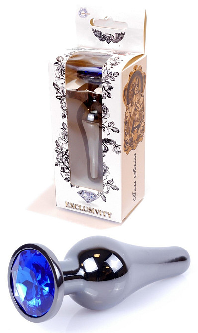 Анальна пробка Boss Series - Jewellery Dark Silver BUTT PLUG Blue, BS6400059 Sex Aura Київ - фото 1
