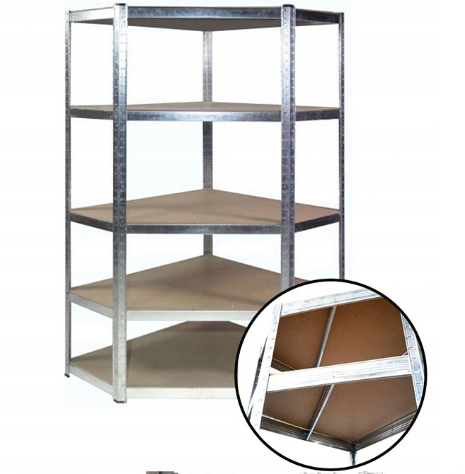 Металлический угловой стеллаж 180x30x90 5 полок (серый) Киев - изображение 5