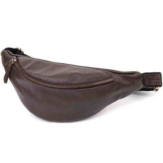 Стильная сумка бананка из зернистой натуральной кожи Shvigel 23146 Коричневый Киев