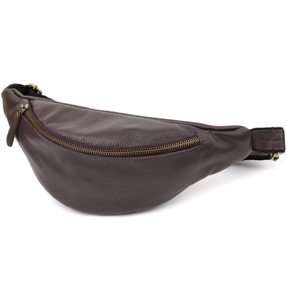 Стильна сумка бананка із зернистої натуральної шкіри Shvigel 23146 Коричневий Київ - фото 1