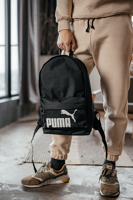 Рюкзак спортивный мужской городской черный Пума белый значок, молодежный вместительный рюкзакMasterSem Киев - изображение 1
