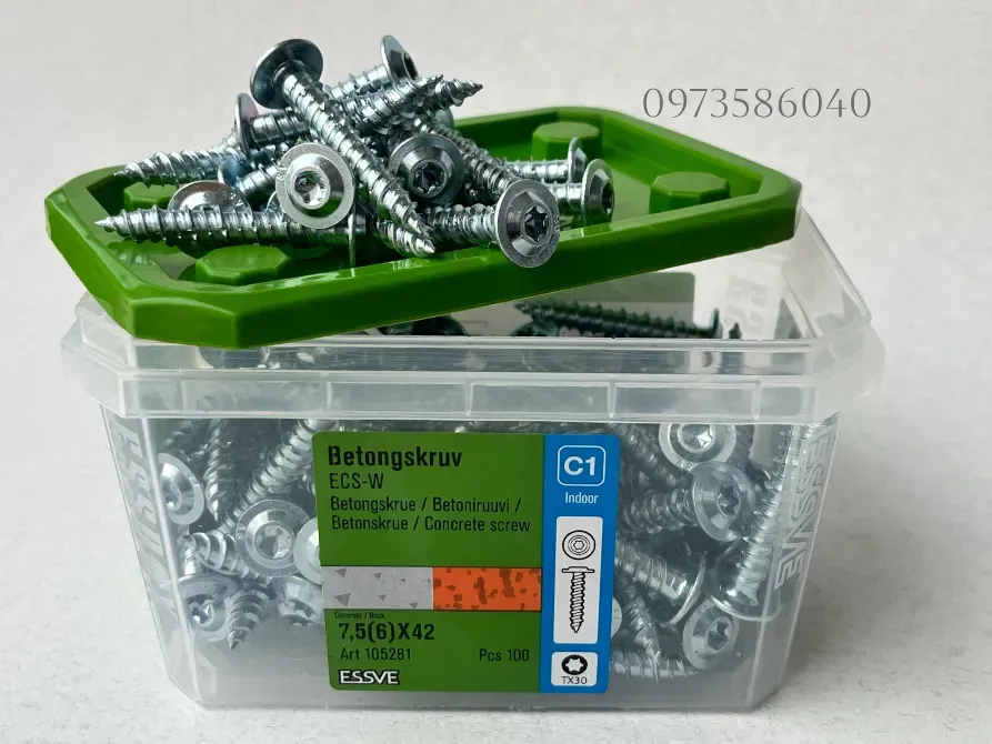 Essve 105281 шуруп по бетону 7.5(6)х42 Waf Tx30 оцинкованний, (100 шт.) Київ - фото 8