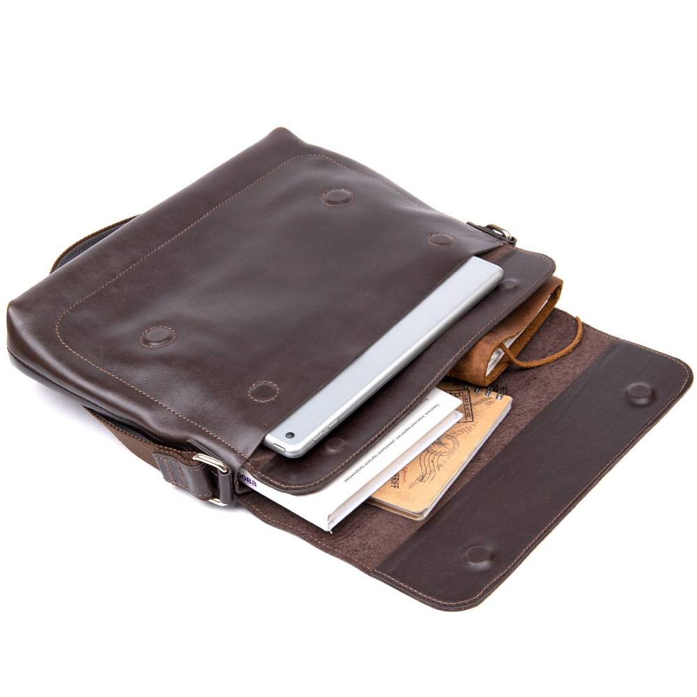 Шкіряна чоловіча сумка GRANDE PELLE 11430 Коричневий Київ - фото 6