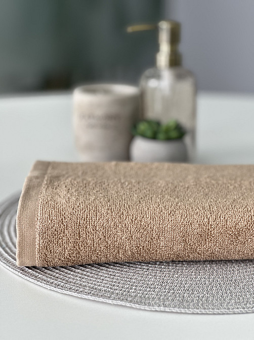 Рушник махровий Ideal Textile 50х90 см однотонний 400 г/м2 (56860342) Бежевий Чернівці - фото 6