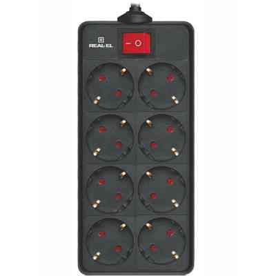 Мережевий фільтр живлення REAL-EL RS-8 Protect 5m, black (EL122300024) Вінниця