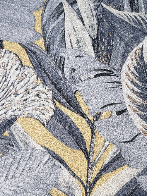 Шпалери метрові вініл на флізелін дизайнерські Erismann Elle Decoration 2 квіти листя сірі золото на жовтому Київ - фото 3