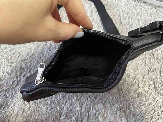 Тонкая мужская сумка-слинг через плечо из натуральной кожи PS Leather Киев