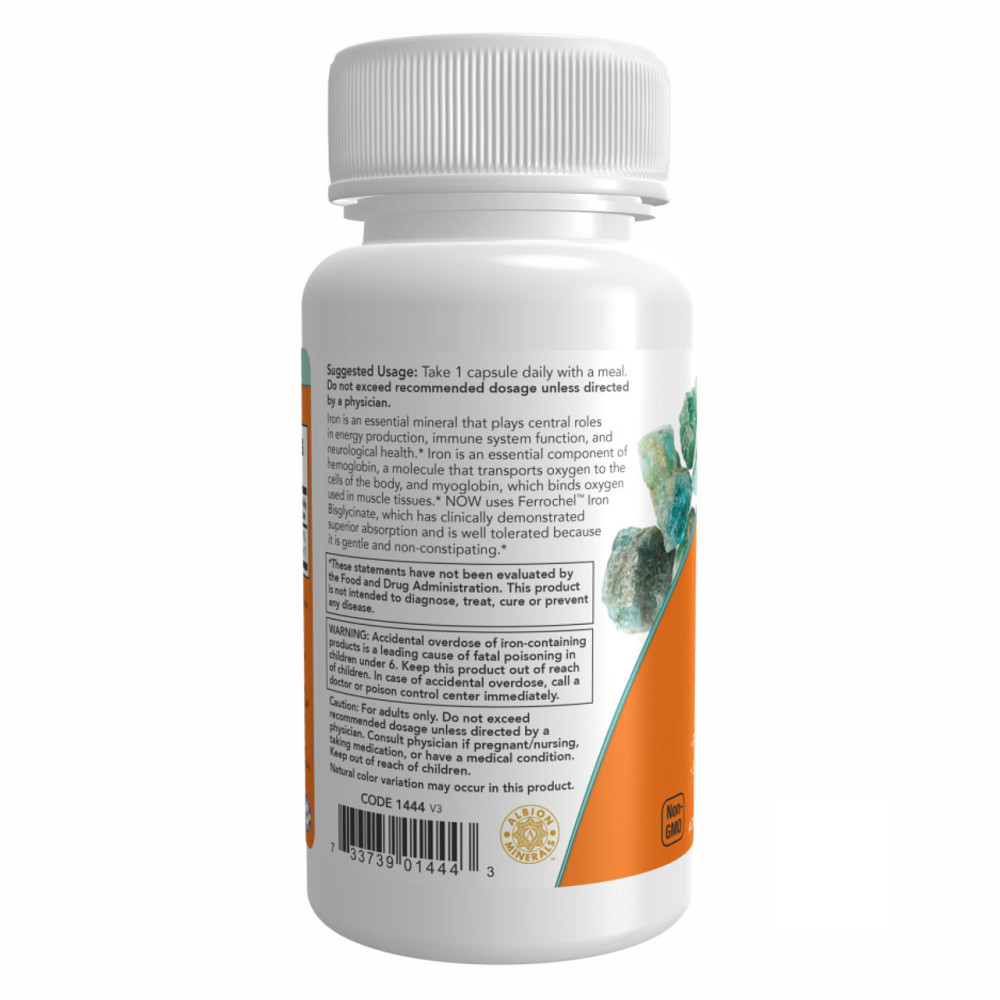 Биглицинат железа Now Iron 36mg Ferrochel 90 vcaps Киев - изображение 3