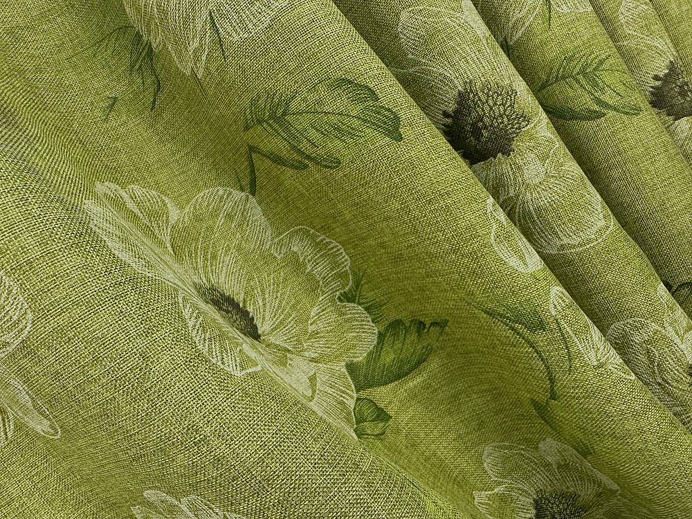 Комплект штор VR-Textil Лен Прованс 100х270 2шт и Тюль 400х270 2077ш-115т Оливковый с белым 71-212/2 Киев - изображение 8