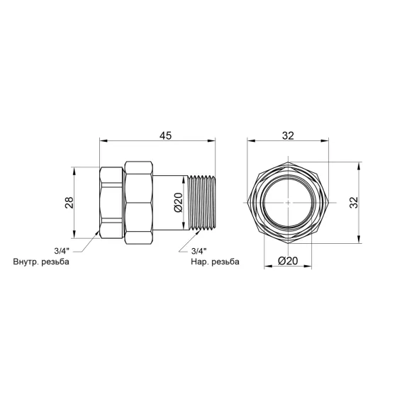 Згін "Американка" Icma 3/4" прямий No818 Київ
