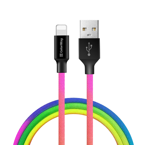 Кабель USB Lightning ColorWay CW-CBUL016-MC 2,4A 1м різнокольоровий Житомир - фото 1