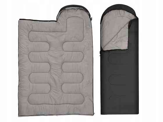 Спальный мешок с капюшоном и туристическое одеяло 2 в 1 черный Bass Polska BH 41999 Киев