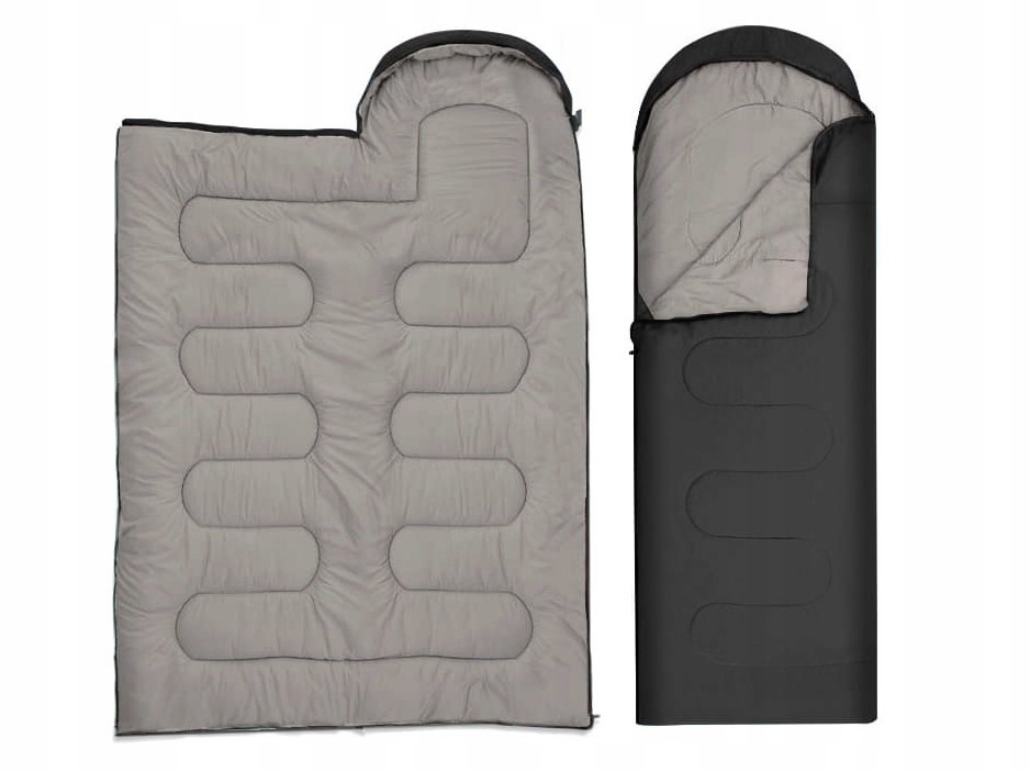 Спальный мешок с капюшоном и туристическое одеяло 2 в 1 черный Bass Polska BH 41999 Киев - изображение 4