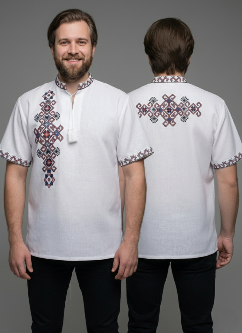 Чоловіча вишиванка з орнаментом на спині та короткий рукав Фламінго 54 Київ - фото 1