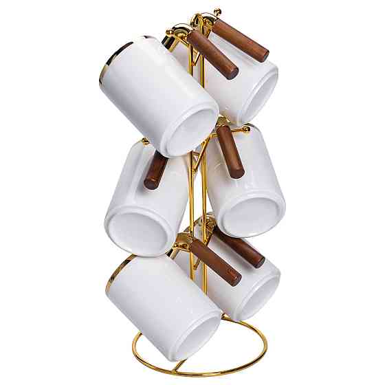 Yiwu Набір чашок на металевій підставці 6 (шт) по 400 (мл) Білий HP-26-11 Киев