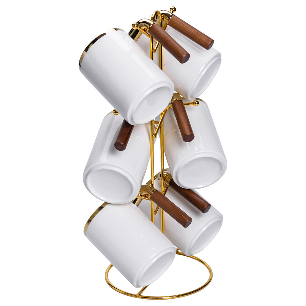 Yiwu Набір чашок на металевій підставці 6 (шт) по 400 (мл) Білий HP-26-11 Киев - изображение 2