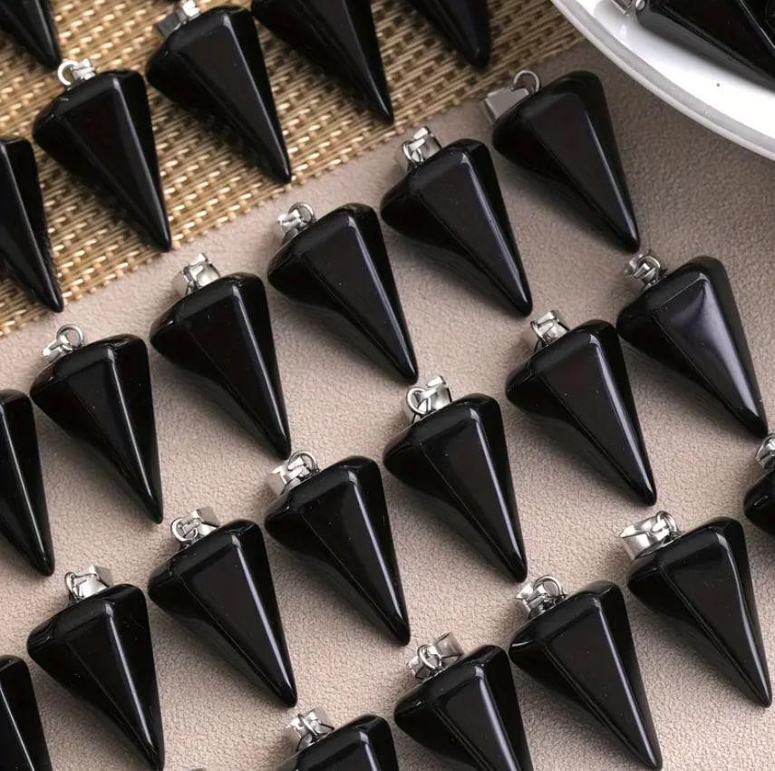 Маятник біолокаційний із натурального каменю обсидіану 2,3 см. Натуральний кристал обсидіану 1 шт. Київ - фото 2