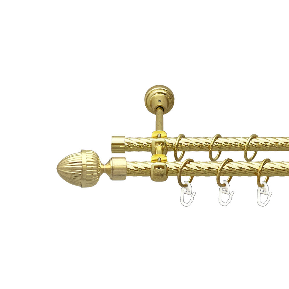 Карниз Orvit Одеон металевий дворядний відкритий скручена труба кільце металеве Золото 16\16 мм 160 см (00-00024968) Львів - фото 1