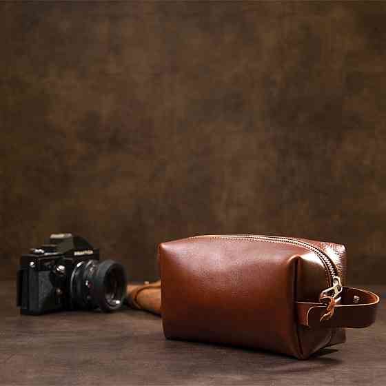 Чоловічий несесер з натуральної шкіри GRANDE PELLE 11416 Коричневий Київ