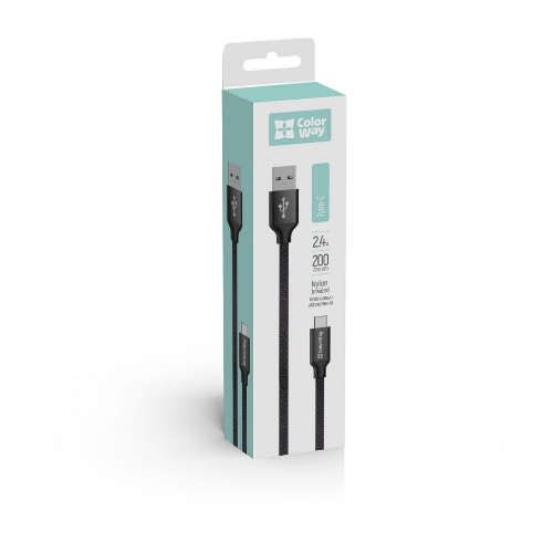 Кабель USB Type-C ColorWay CW-CBUC008-BK 2,4A 2м чорний Житомир