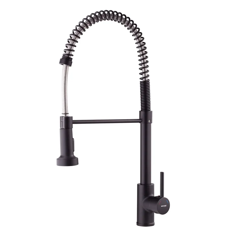 Кухонный смеситель с пружинным изливом Mixxus Premium SPRING 017 BLACK (MI6951) Харьков - изображение 9