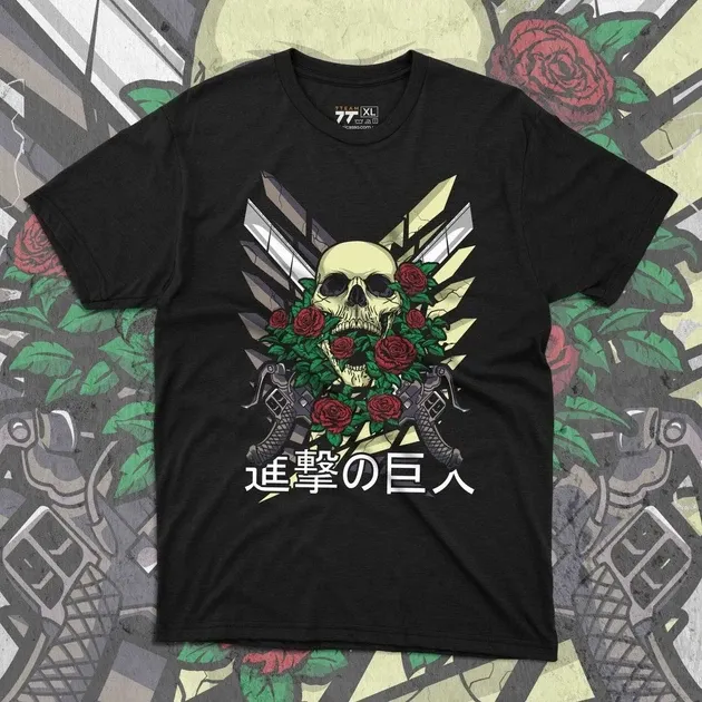 Футболка чоловіча з  принтом Атака титанов Череп Розмір 48 Anime0140 Дніпро - фото 1